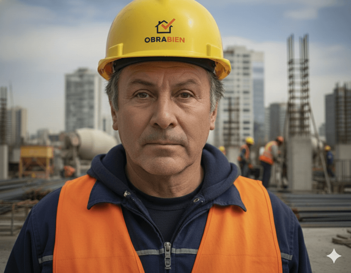 Maestro de la construcción con casco